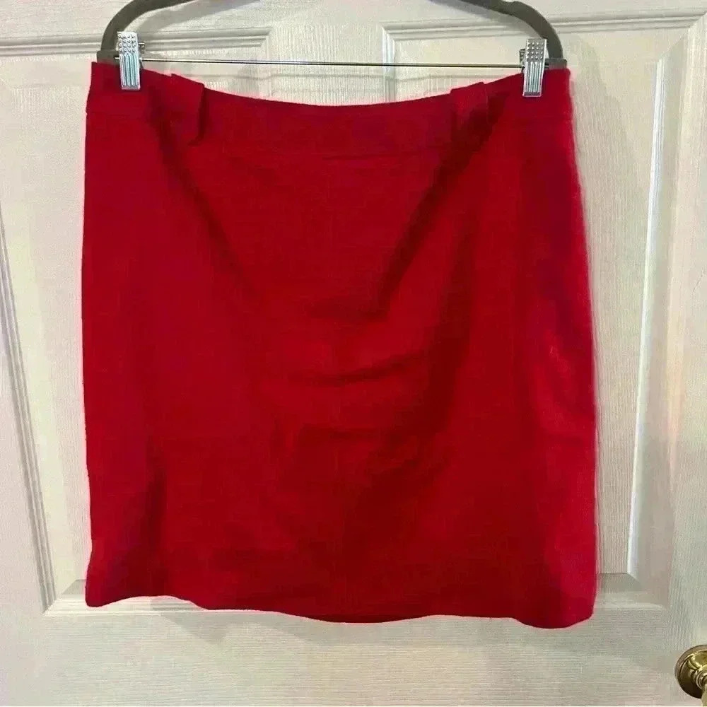 Talbots Wool Blend Red Mini Skirt Christmas Holiday Winter Size 14 Petite EUC